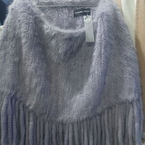 Adrienne Landau Lavender Faux Fur Poncho